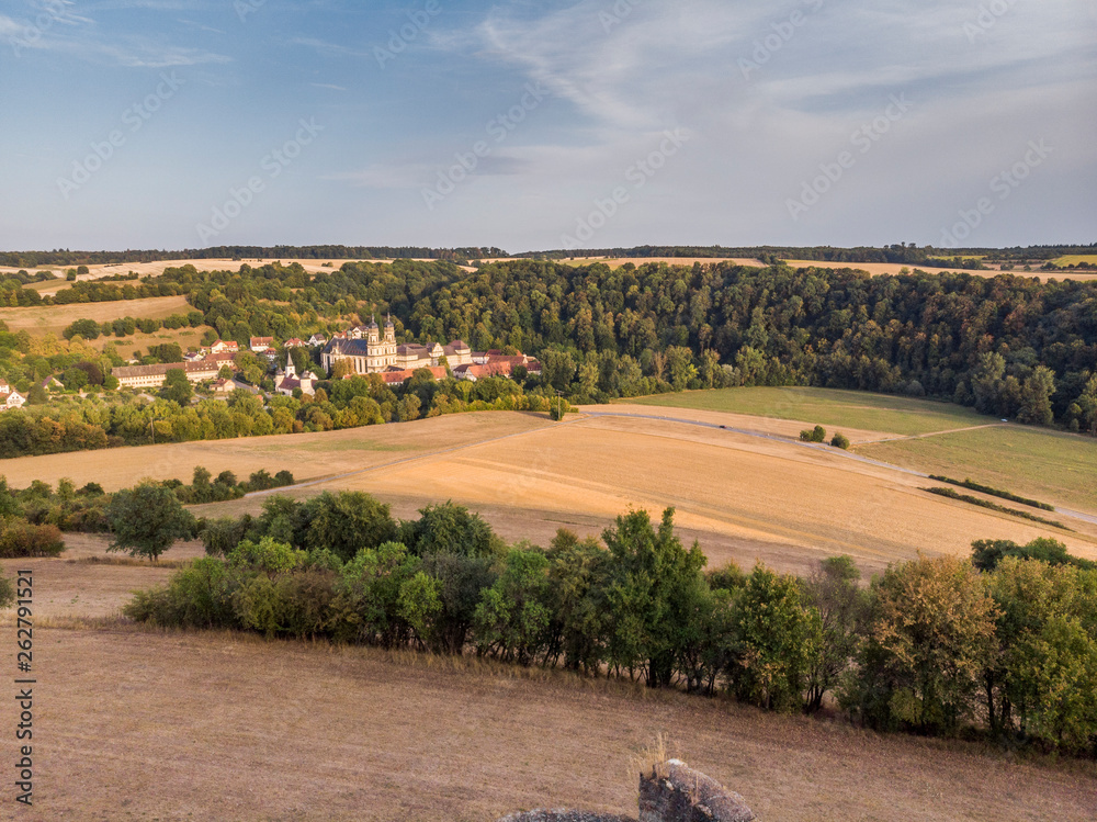 Obraz premium Jagsttal im Spätsommer - Luftaufnahme
