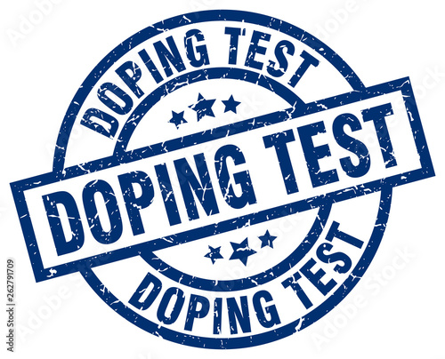 doping test blue round grunge stamp