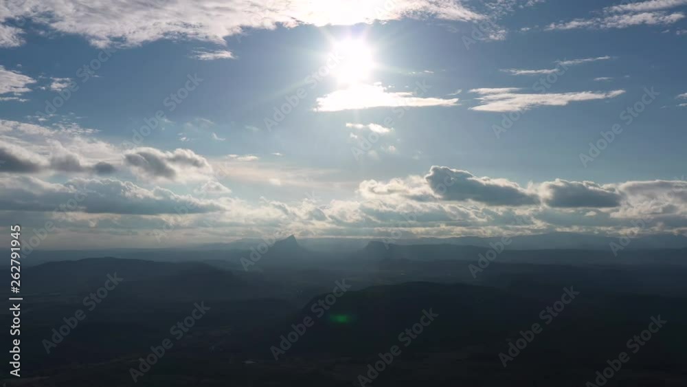 amazing view over the Pic Saint Loup Mountain in France sunny day aerial shot of the sky with clouds amazing view over the Pic Saint Loup Mountain in France sunny day aerial shot of the sky with clouds