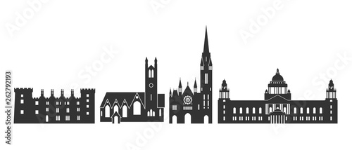 Ireland logo. Isolated Irish architecture on white background