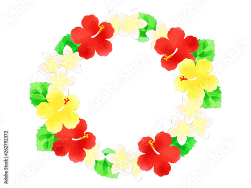 ハイビスカスとプルメリアのイラスト背景 Stock ベクター Adobe Stock