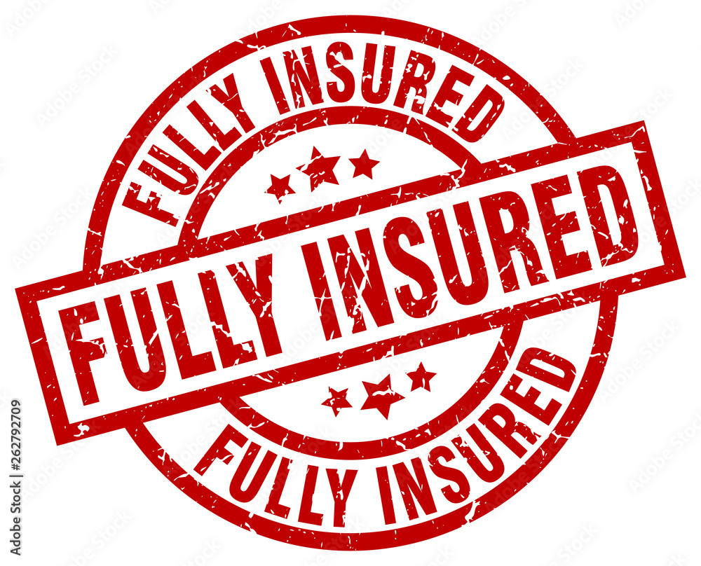 fully insured round red grunge stamp fully insured round red grunge stamp