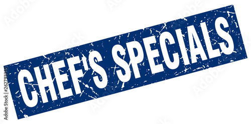 square grunge blue chef's specials stamp