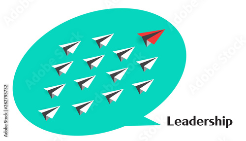 paper airplane as a leader among others, leadership, teamwork