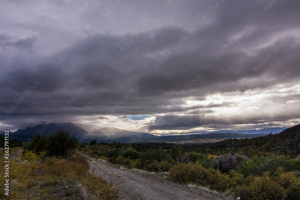 scene view of patagonia landscape under overcast sky