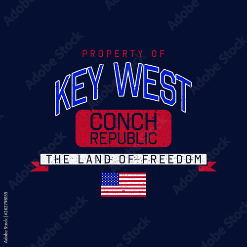 Key West varsity design logo colorful poster america flag