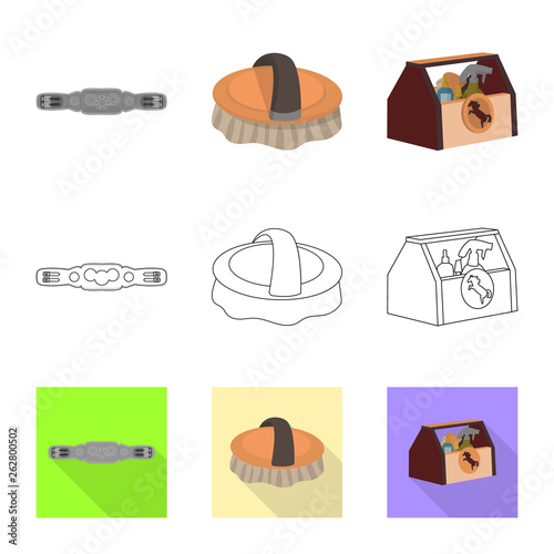 Vector illustration of equipment and riding icon. Set of equipment and competition stock vector illustration.