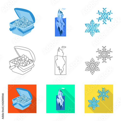 Vector design of texture and frozen icon. Set of texture and transparent stock symbol for web.