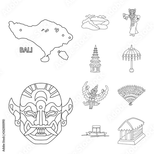 Vector design of balinese and caribbean symbol. Set of balinese and geography vector icon for stock.