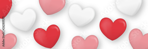 Love background hearts red white