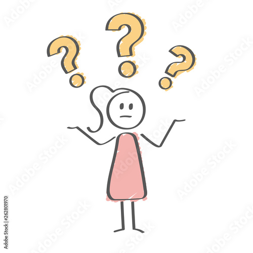 Stick Figure - stumped woman - question mark