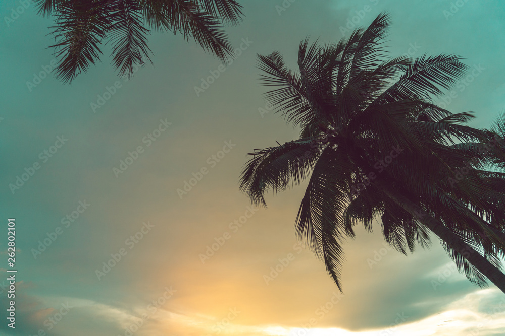 Sunset at a tropical beach in the Asian