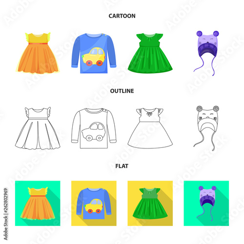 Vector illustration of fashion and garment icon. Collection of fashion and cotton stock vector illustration.