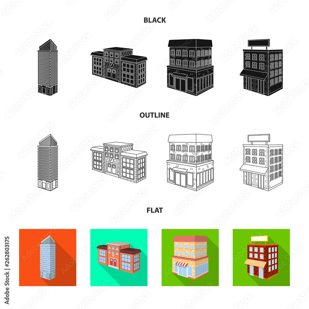 Vector illustration of construction and building icon. Set of construction and estate stock symbol for web.