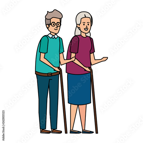 old couple with canes characters