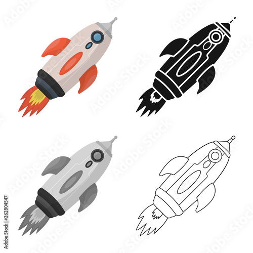 Vector design of rocket and launch  icon. Collection of rocket and spaceship vector icon for stock.