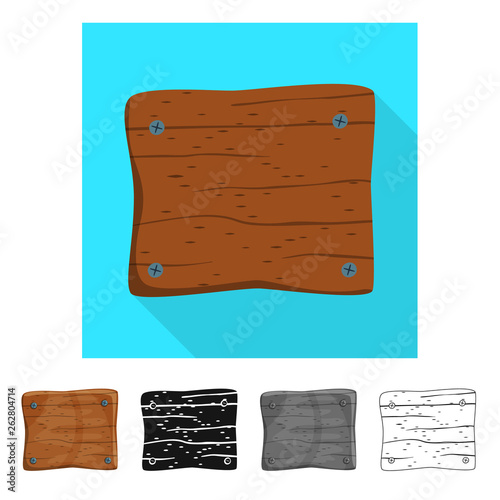 Vector illustration of board and plywood  logo. Collection of board and nails vector icon for stock.