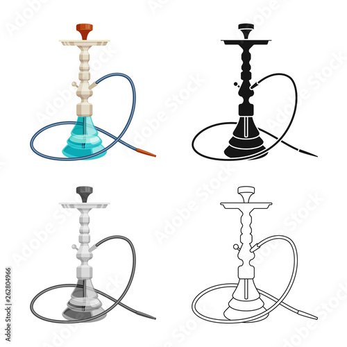 Vector illustration of hookah and shisha  logo. Collection of hookah and accessory stock symbol for web.