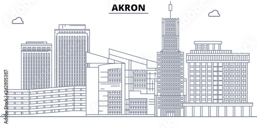 Akron , United States, outline travel skyline vector illustration