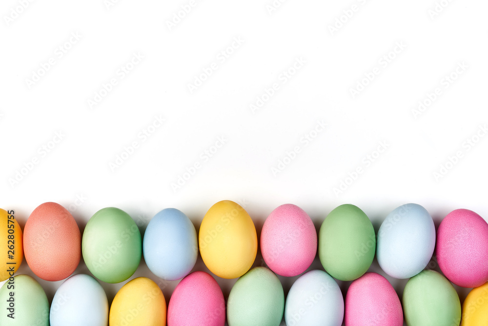 Easter holiday symbols colorful eggs background white and pattern colors Easter holiday symbols colorful eggs background white and pattern colors