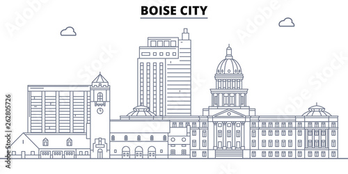 Boise City,United States, flat landmarks vector illustration. Boise City line city with famous travel sights, design skyline.  photo