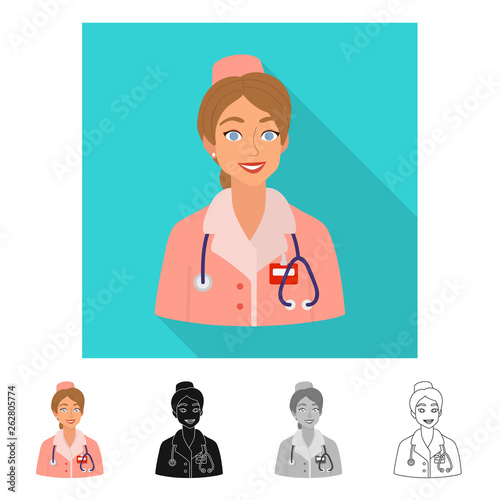 Isolated object of nurse  and doctor icon. Collection of nurse  and assistant vector icon for stock.