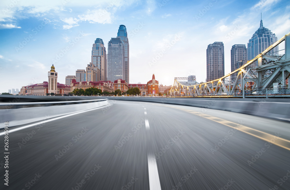 Expressway and Modern Urban Architecture in Tianjin, China