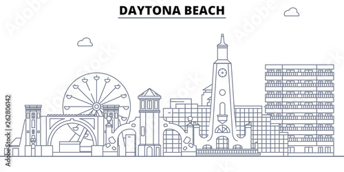 Daytona Beach,United States, flat landmarks vector illustration. Daytona Beach line city with famous travel sights, design skyline. 