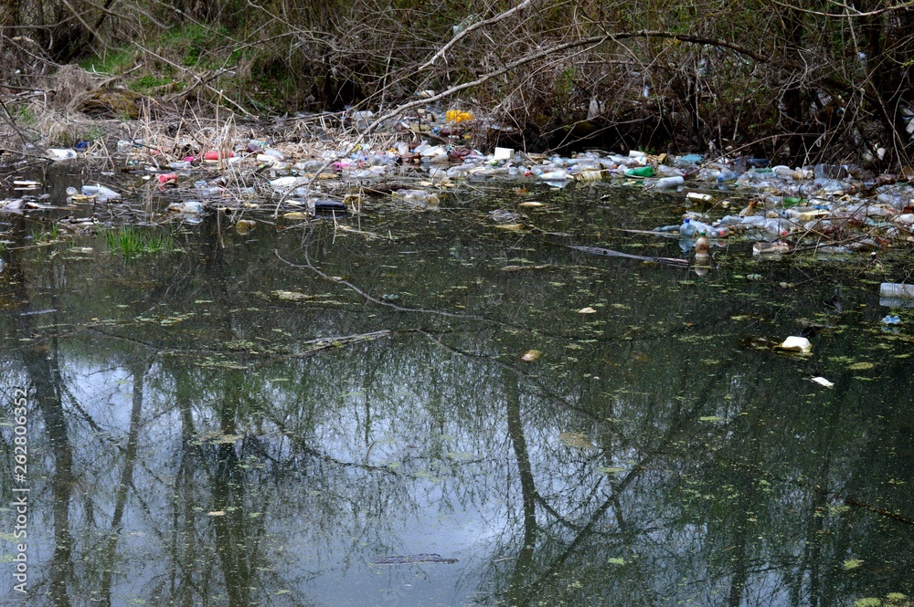 garbage by the river