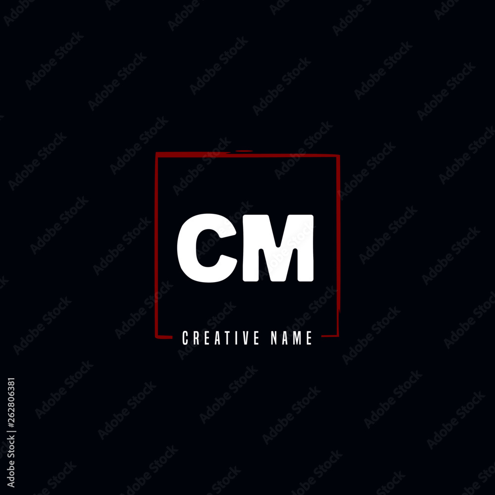 C M CM Initial logo hand draw template vector