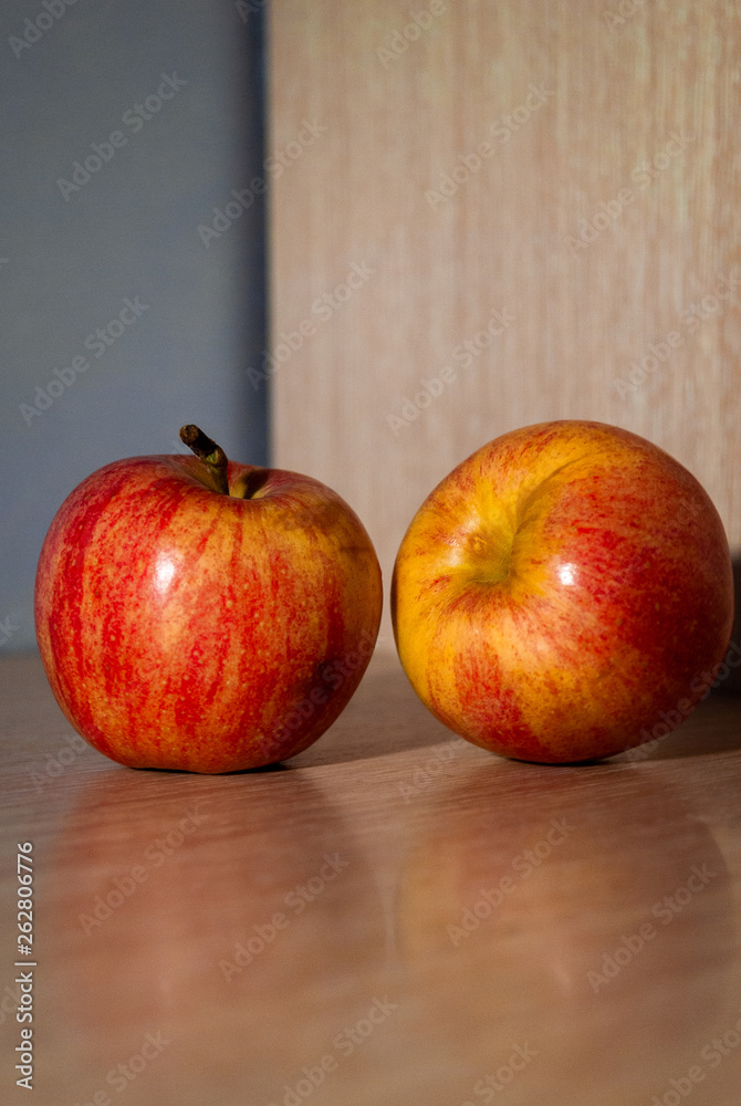 apples on wooden table apples on wooden table