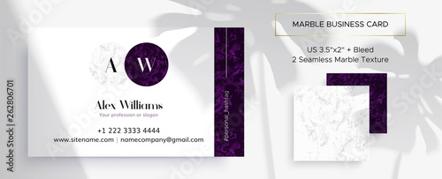 Marble business card with seamless patterns