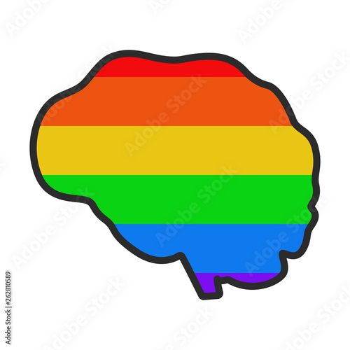 Human brain colored LGBT flag. Vector illustration.