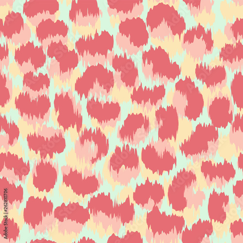 Spring colors coral tints animal print seamless vector pattern.