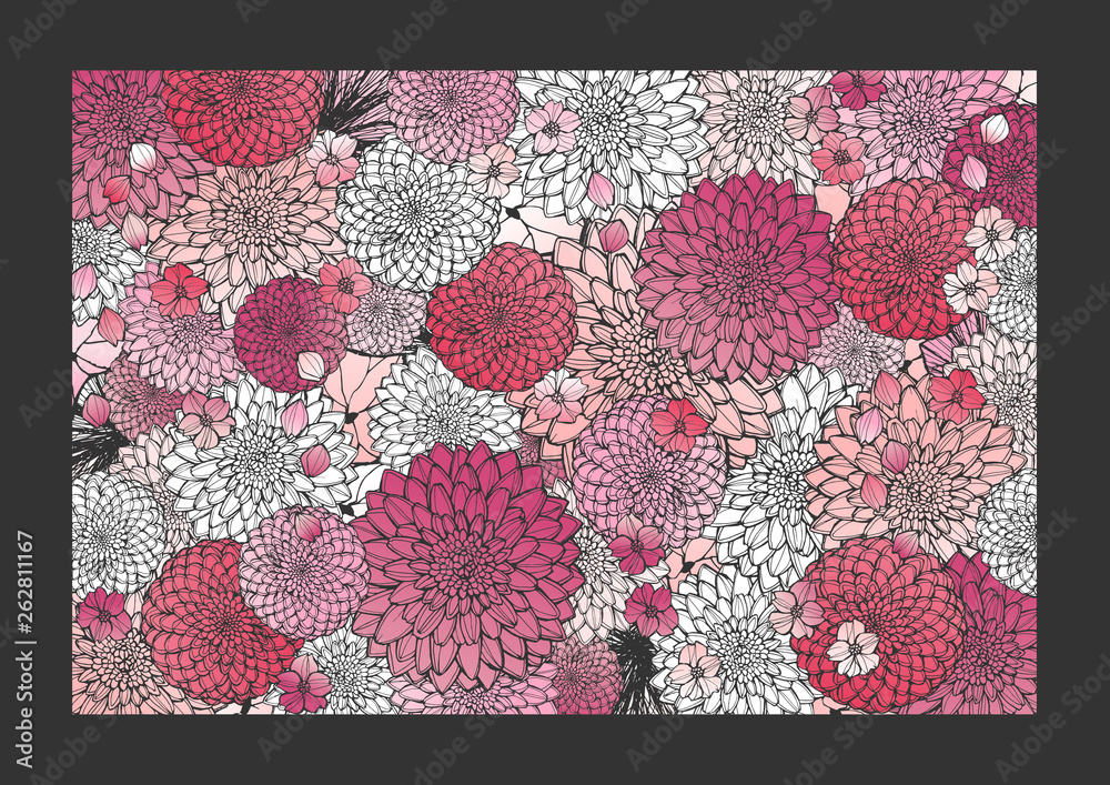 和柄 手書きの花 背景素材 日本風 Stock Foto Adobe Stock