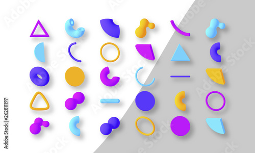 Set of colorful abstract geometric shapes. Isolated elements for design. Vector