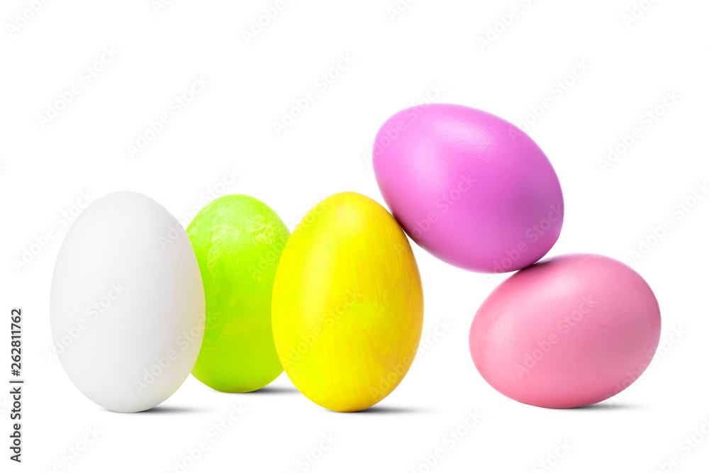 Set of handmade painted colorful easter eggs isolated on a white background with clipping path. Set of handmade painted colorful easter eggs isolated on a white background with clipping path.