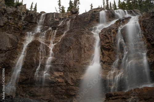 The top part of the Tangle Creek Waterfall just off the Icefield Parkway, Canada, long exposure to smooth out the water photo