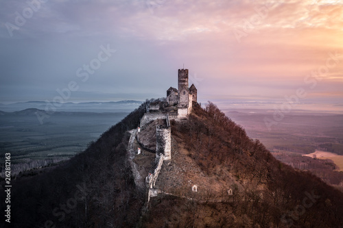 Bezděz Castle is a Gothic castle located some 20 kilometres (12 mi) southeast of Česká Lípa, in the Liberec Region, Northern Bohemia, Czech Republic. Its construction began before photo