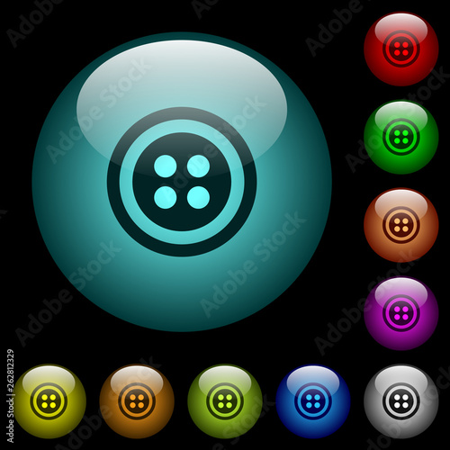 Dress button with 4 holes icons in color illuminated glass buttons photo