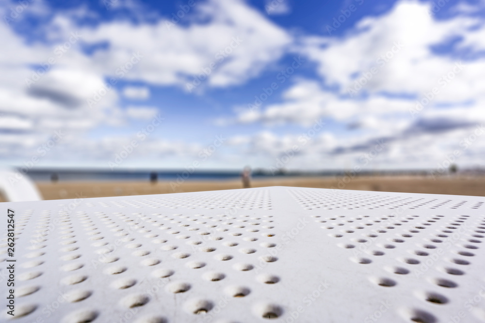 White table background of free space and beach background 