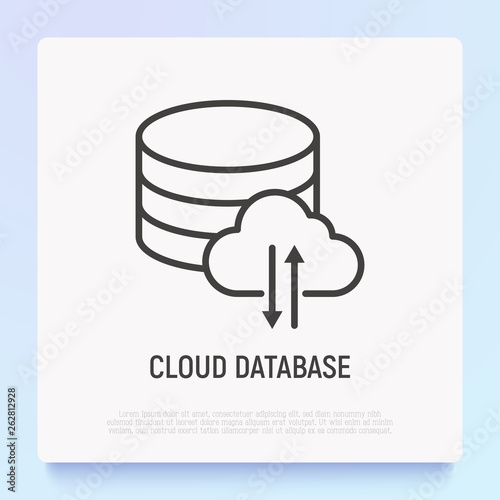 Cloud database thin line icon. Modern vector illustration of back up storage.