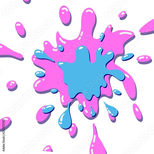 Blots  splashes  drops of paint  liquids. Abstract colored spots on a white background. Great illustration for any design