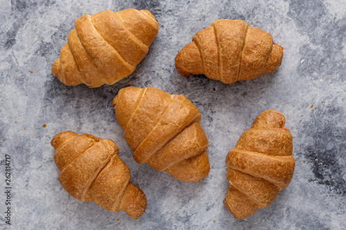 Fresh croissants.Delicious croissants for breakfast with coffee.