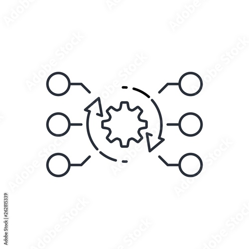 Multi channel, strategy, marketing. Vector linear icon.