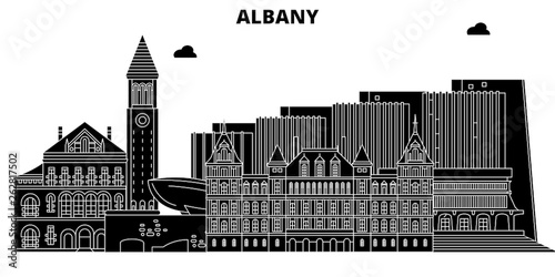 Albany,United States, vector skyline, travel illustration landmarks sights