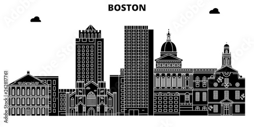 Boston , United States, outline travel skyline vector illustration 