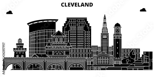 Cleveland , United States, outline travel skyline vector illustration 