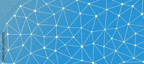Abstrakt verbundene Punkte auf mehrfarbigem Hintergrund, technisch abstrakter Hintergrund. Technologiekonzept, LowPoly, Polygone, Dreiecke, Netzwerk, Soziales Netzwerk, IOT, Internet