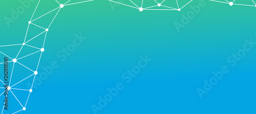 Abstrakt verbundene Punkte auf farbigem Hintergrund, technisch abstrakter Hintergrund. Technologiekonzept, LowPoly, Polygone, Dreiecke, Netzwerk, Soziales Netzwerk, IOT, Internet